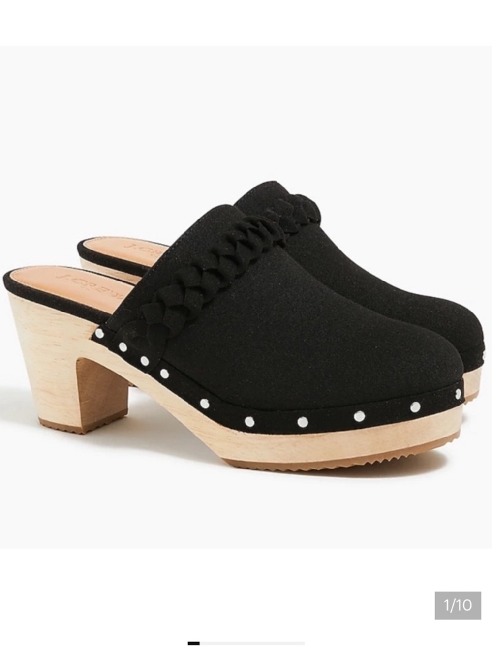J. Crew Braided Studded Black Clog Mules Size 9